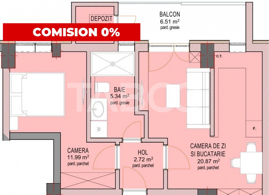 Apartament 43 mpu 2 camere cu lift zona Doamna Stanca Sibiu in Sibiu - Doamna Stanca