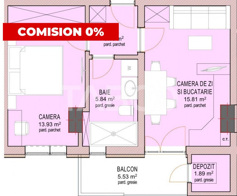 FARA COMISION!! Garsoniera 41 mpu etaj intermediar 1 Sibiu Dna Stanca in Sibiu - Doamna Stanca